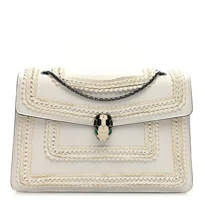 Bulgari Calfskin Plisse Serpenti Forever Shoulder Bag White 3 of 12