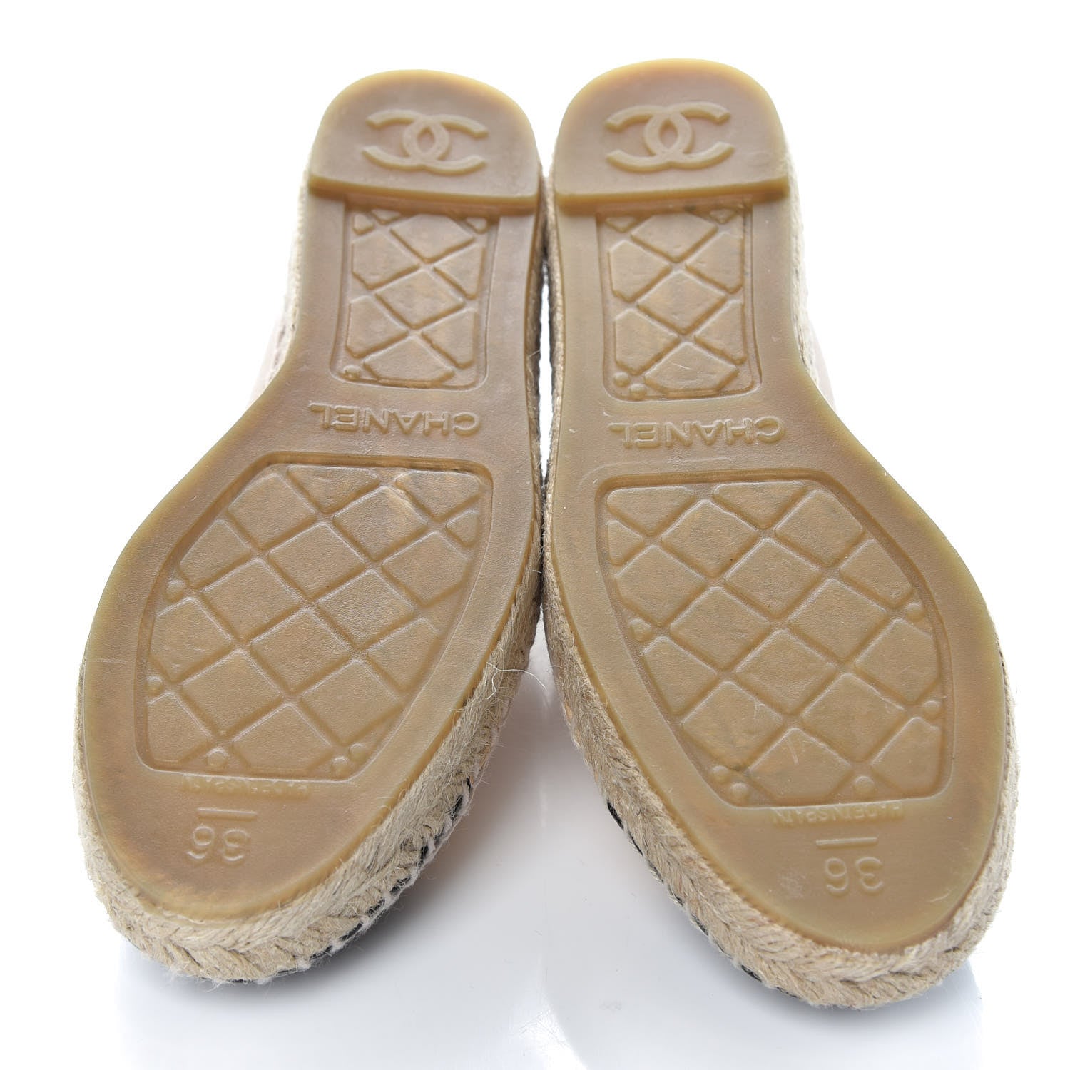 Chanel Lambskin CC Espadrilles 36 Beige Black 5 of 10