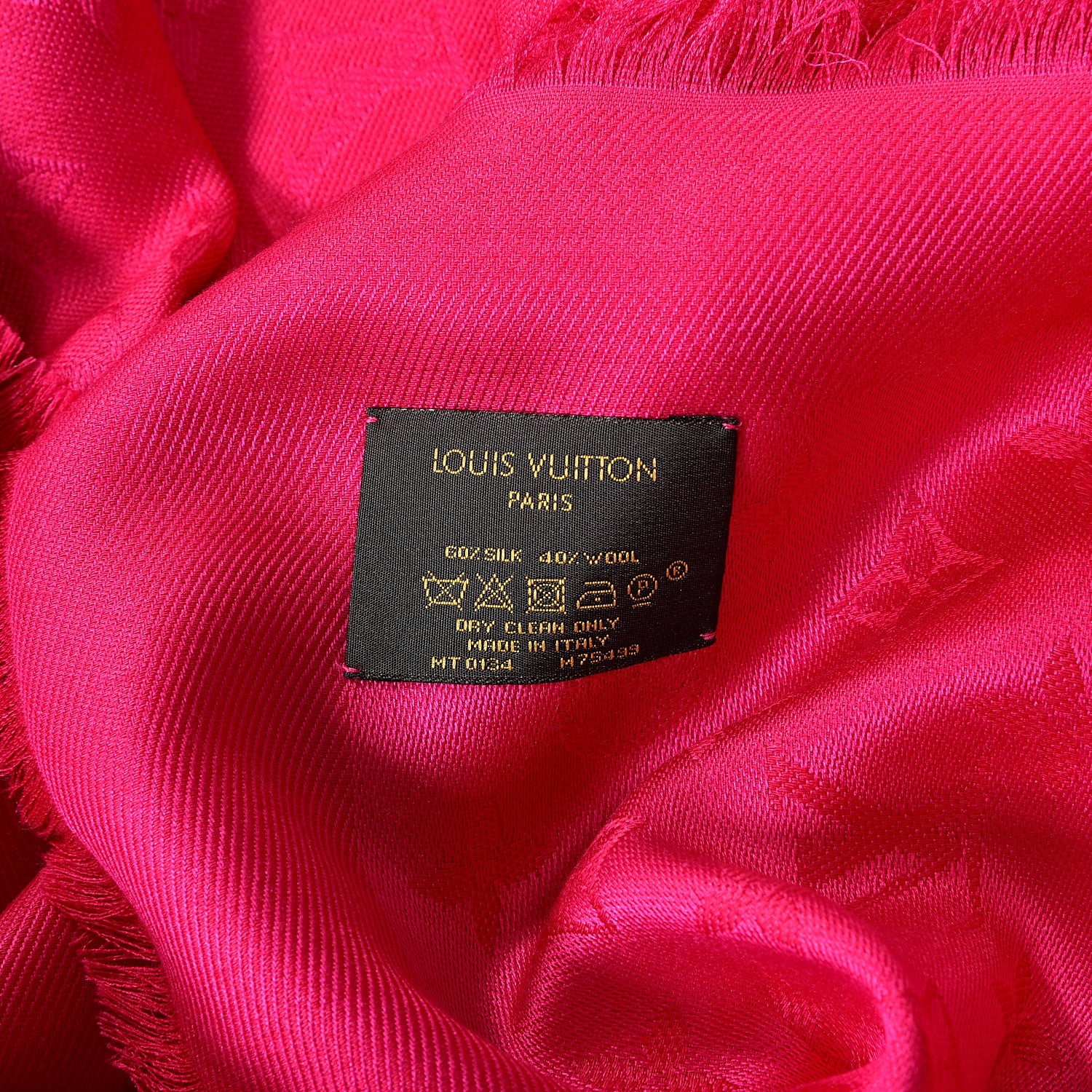 Louis Vuitton Silk Wool Monogram Classic Shawl Pink 4 of 4
