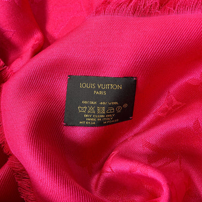 Louis Vuitton Silk Wool Monogram Classic Shawl Pink 4 of 4