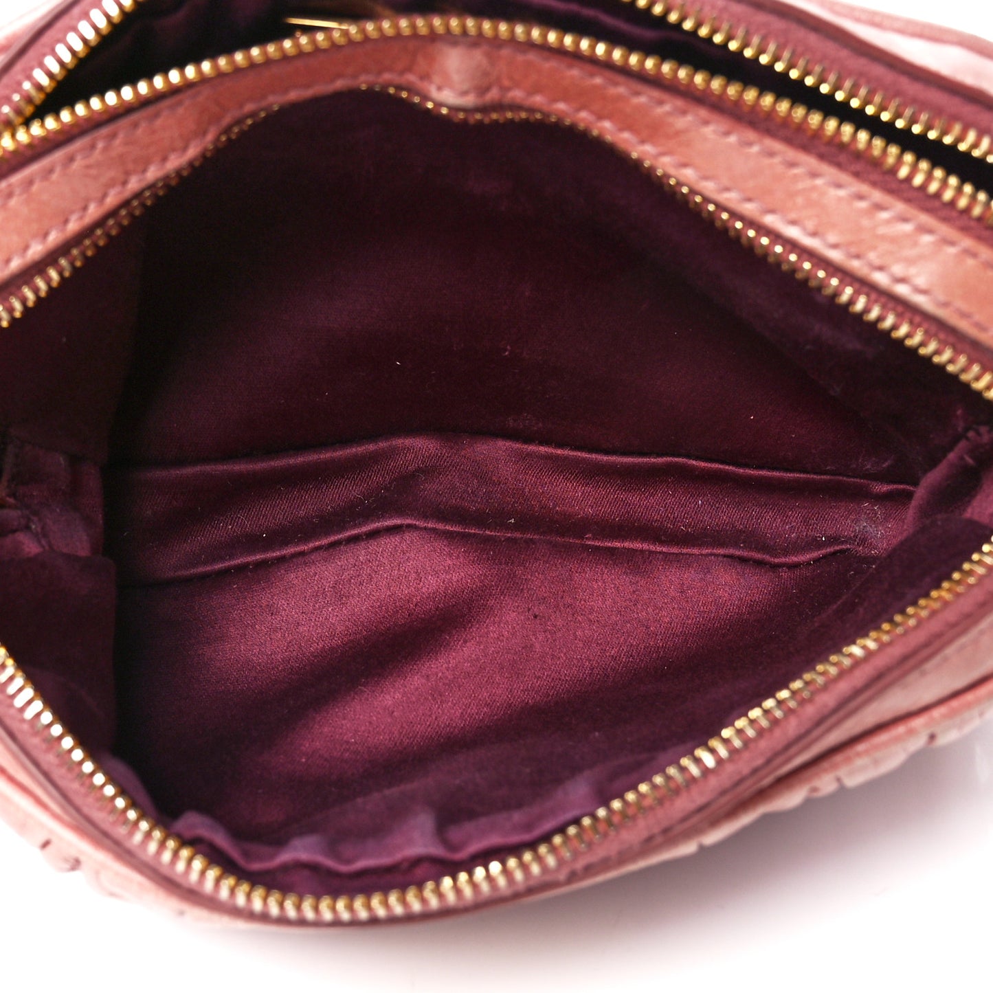 Vitello Lux Matelasse Double Zip Shoulder Bag Rosa