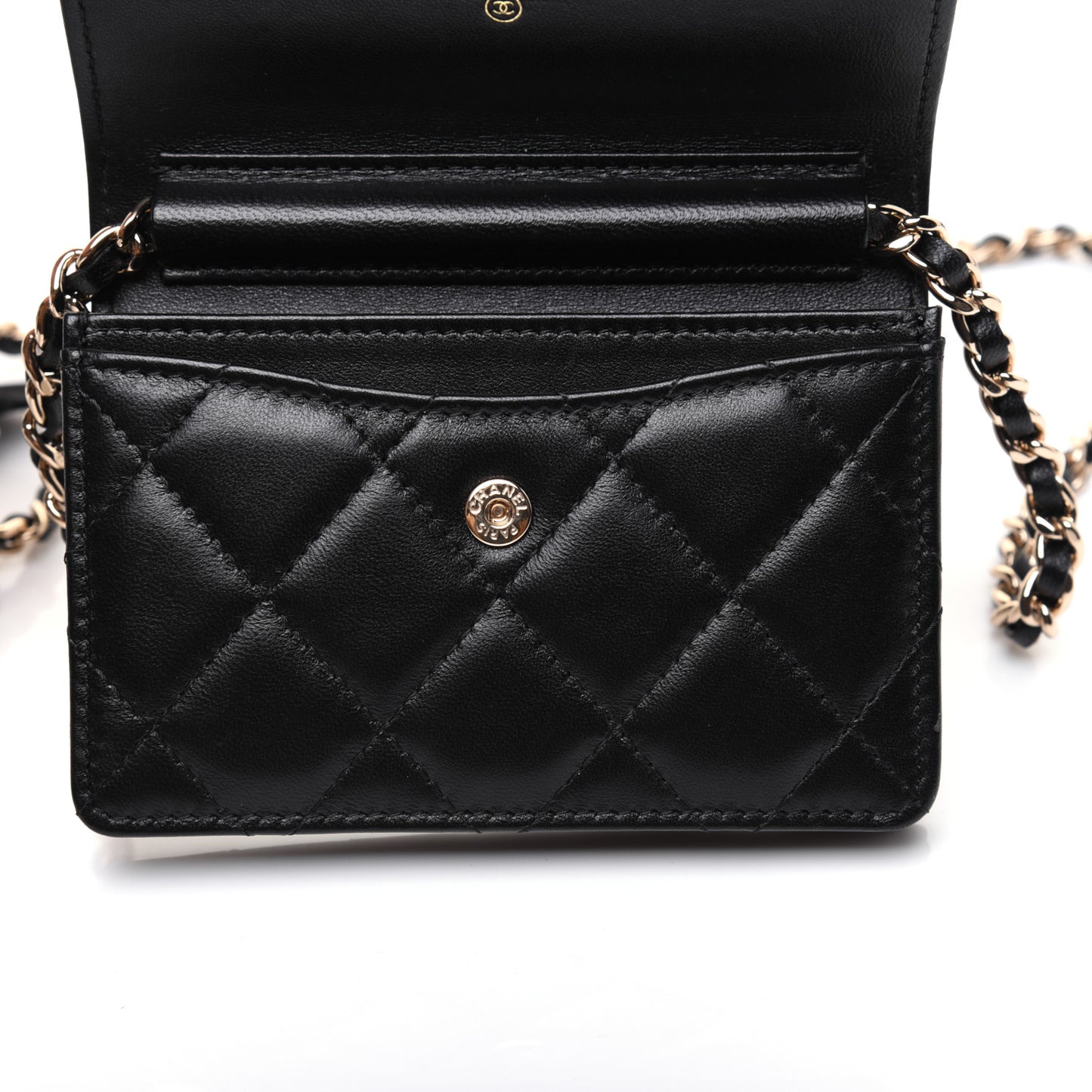 Lambskin Quilted My Chanel Lady Card Holder On Chain Black