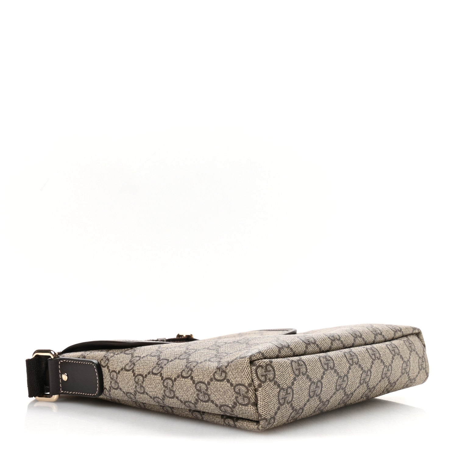 Gucci GG Supreme Monogram Selleria Calfskin Small Flap Messenger Bag Beige Ebony Cocoa Dark Chocolate 4 of 10