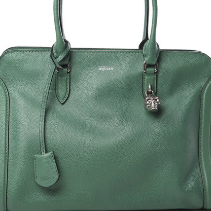 Alexander McQueen Pebbled Calfskin Large Skull Padlock Zip Around Tote Emerald 8 of 11