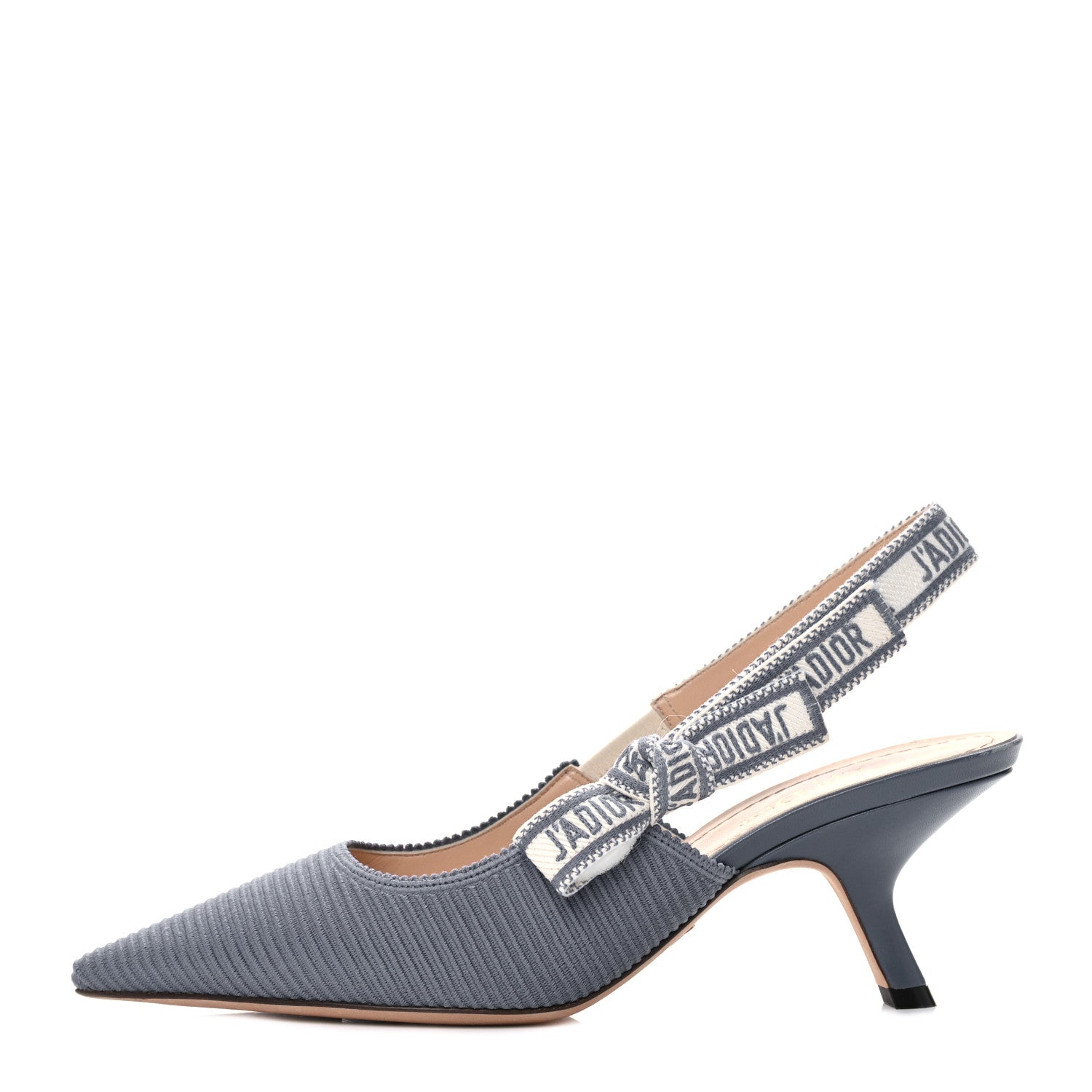 Christian Dior Cotton Ribbon Embroidered J'Adior Slingback 65mm Pumps 37.5 Denim Blue 1 of 13