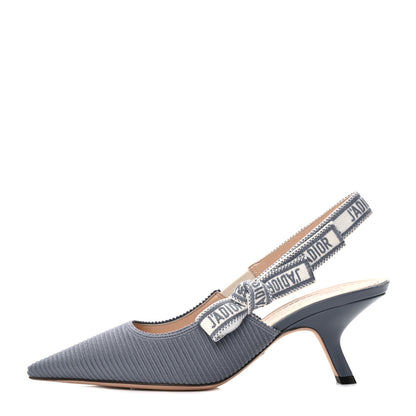 Christian Dior Cotton Ribbon Embroidered J'Adior Slingback 65mm Pumps 37.5 Denim Blue 1 of 13