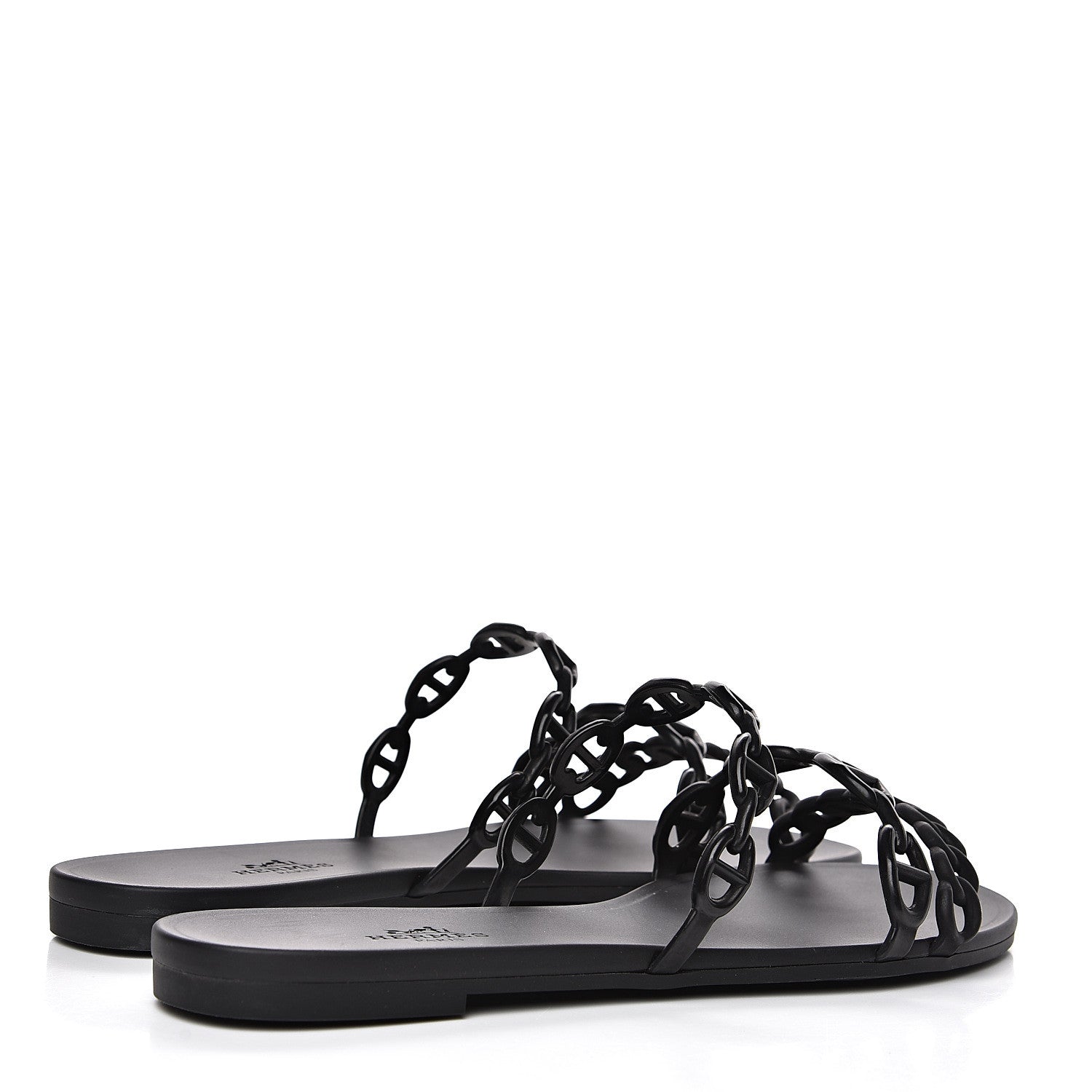 Hermes Rubber Chaine d'Ancre Rivage Sandals 37 Black 4 of 8