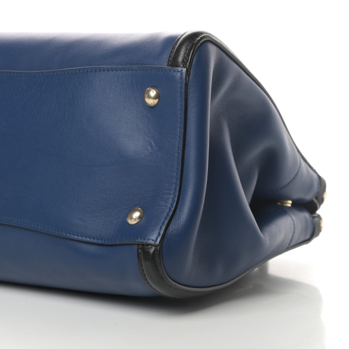 Saffiano City Calfskin Bi-Color Tote Bluette Black