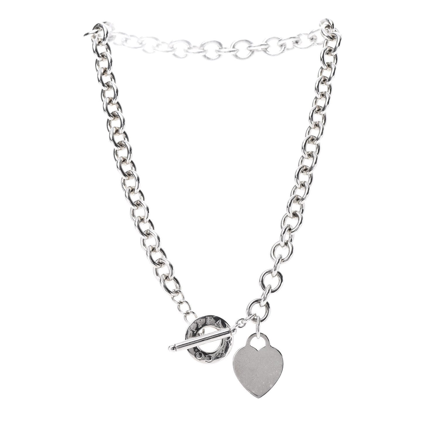 Sterling Silver Heart Tag Toggle Necklace