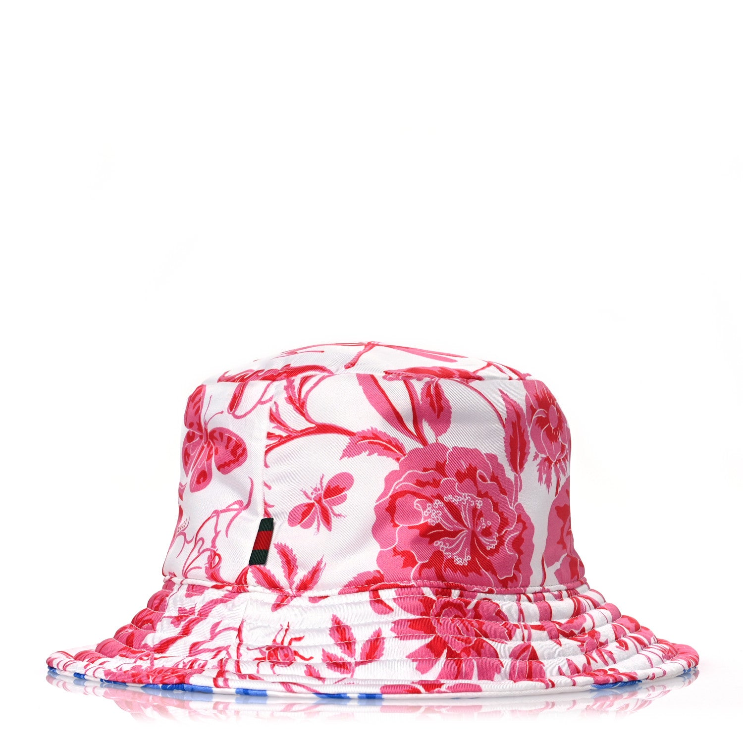 Gucci Silk Monogram Bob Reversible Flora Bucket Hat with Pouch  Pink Blue White 1 of 16
