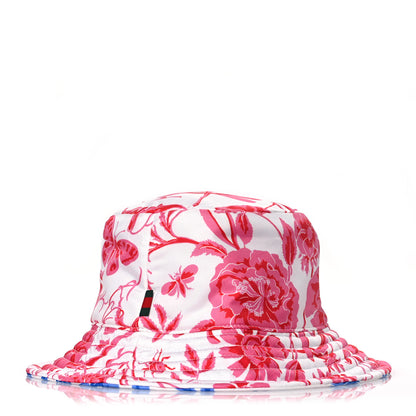 Gucci Silk Monogram Bob Reversible Flora Bucket Hat with Pouch  Pink Blue White 1 of 16