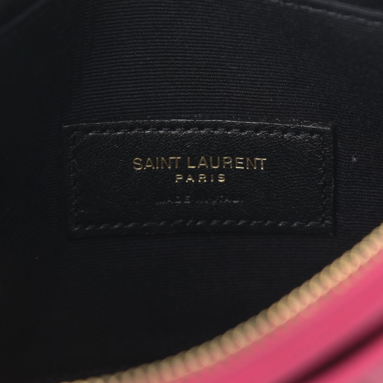 Saint Laurent Grain De Poudre Chevron Monogram Bill Pouch Bright Pink 6 of 8
