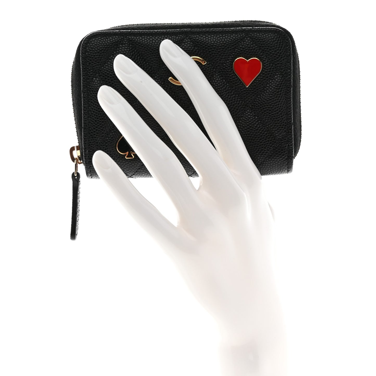 Caviar Enamel Coco Casino Quilted Zip Coin Purse Black