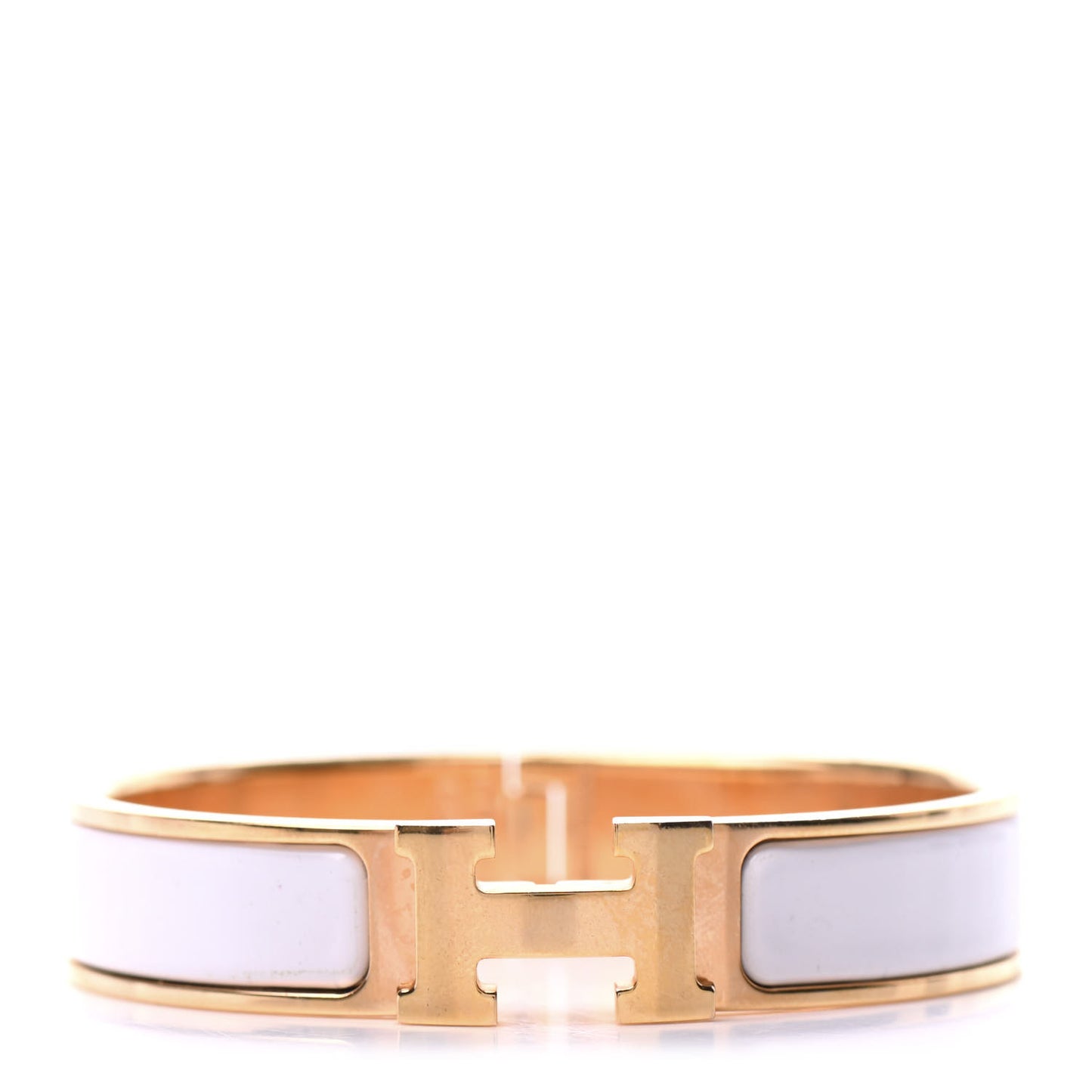 Enamel Narrow Clic Clac H Bracelet PM White