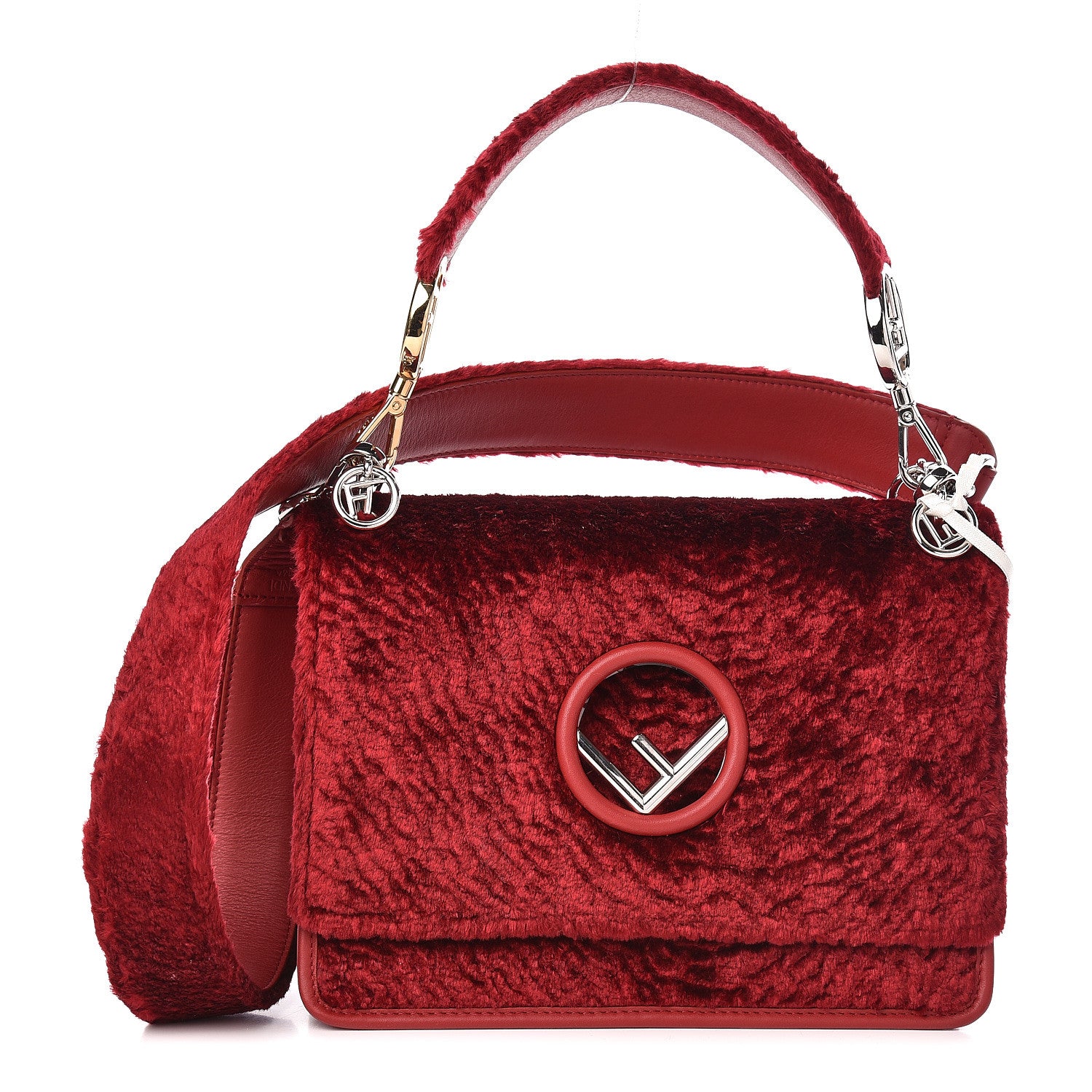 Fendi Velluto Astrakan Vitello Dolce F is Fendi Kan I Shoulder Bag Rosso 1 of 10
