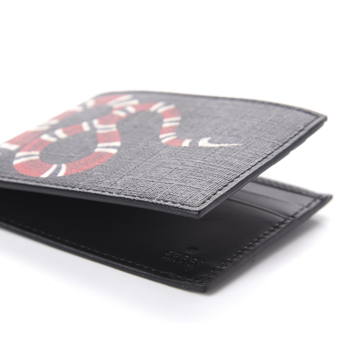 GG Supreme Monogram Kingsnake Bi-Fold Wallet Black Grey