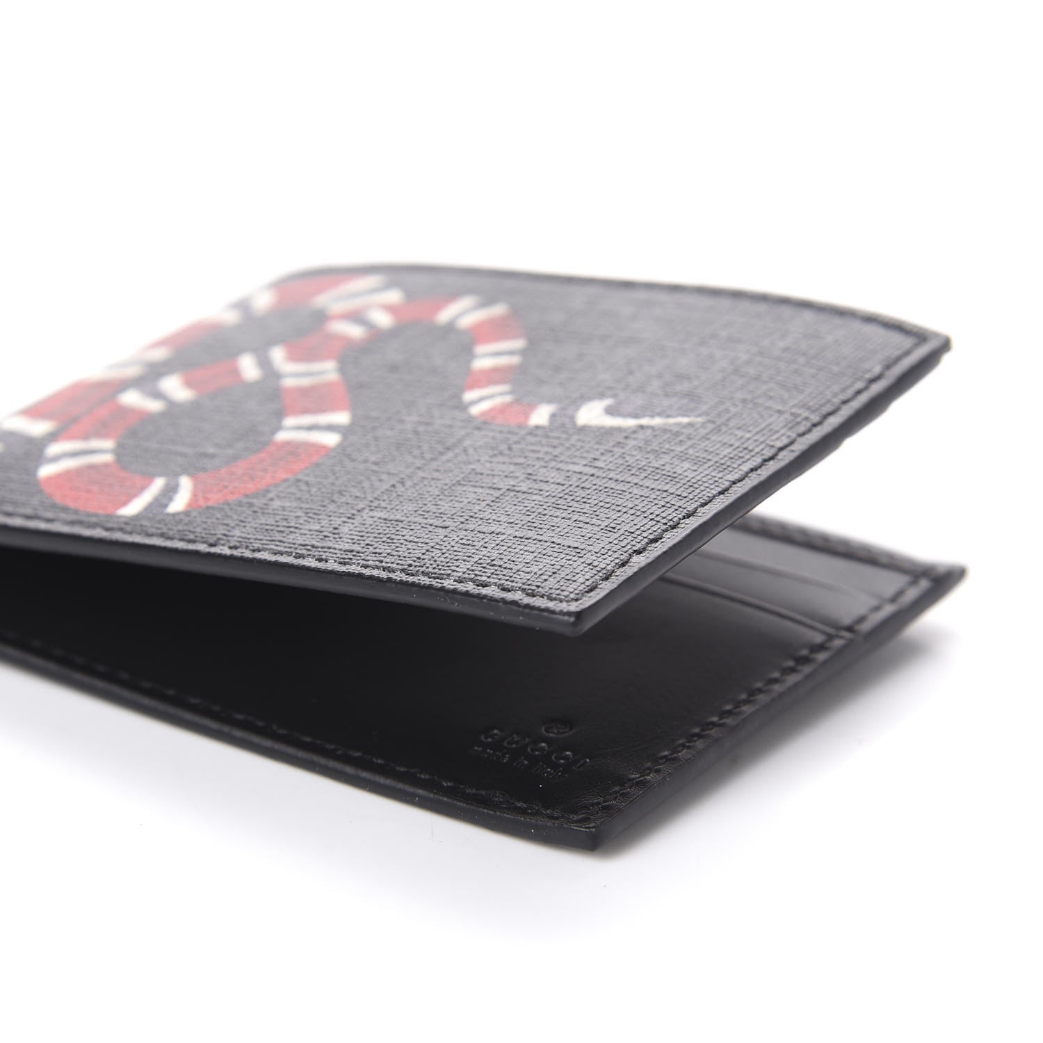 Gucci GG Supreme Monogram Kingsnake Bi-Fold Wallet Black Grey 10 of 11