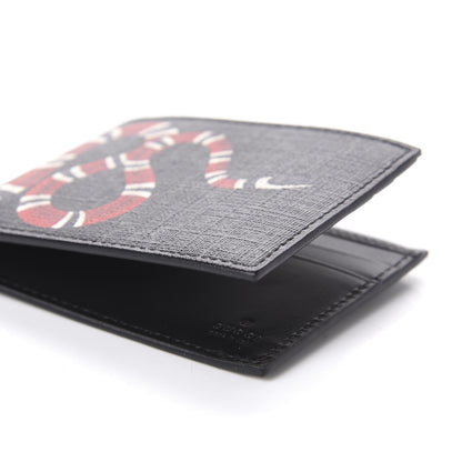 Gucci GG Supreme Monogram Kingsnake Bi-Fold Wallet Black Grey 10 of 11
