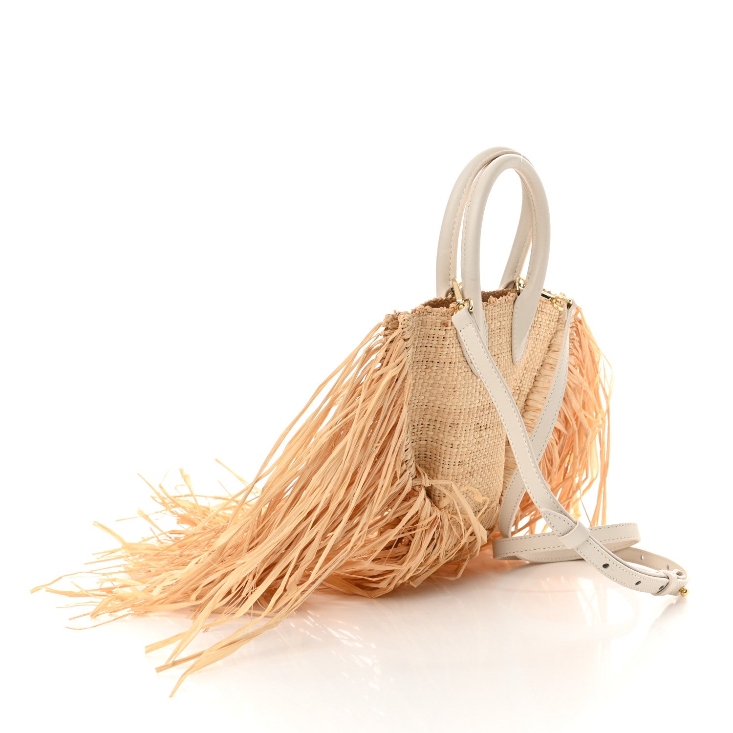 Jacquemus Raffia Woven Calfskin Le Petit Baci Natural White 3 of 11