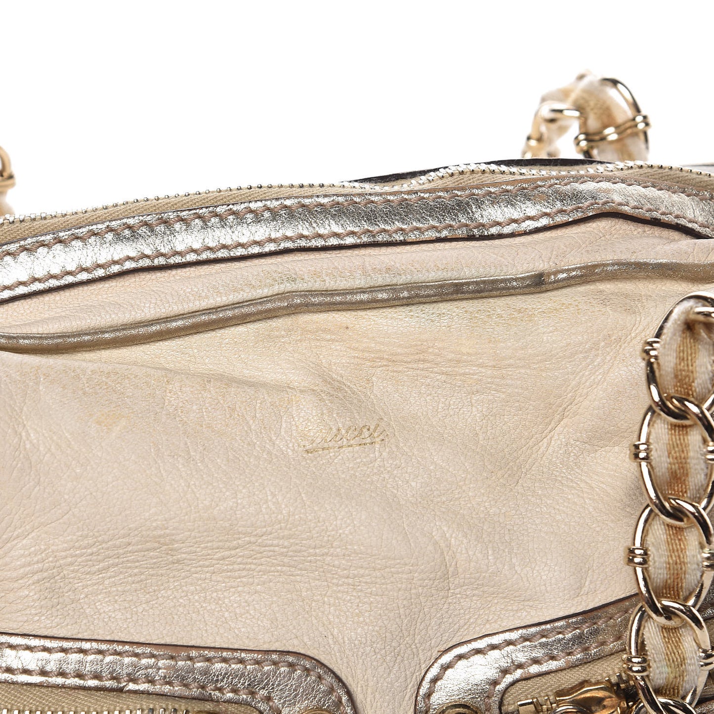 Goatskin Small Capri Bowler White Gold