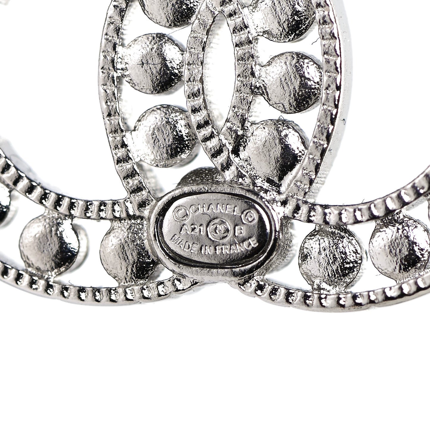 Crystal CC Chain Earrings Silver