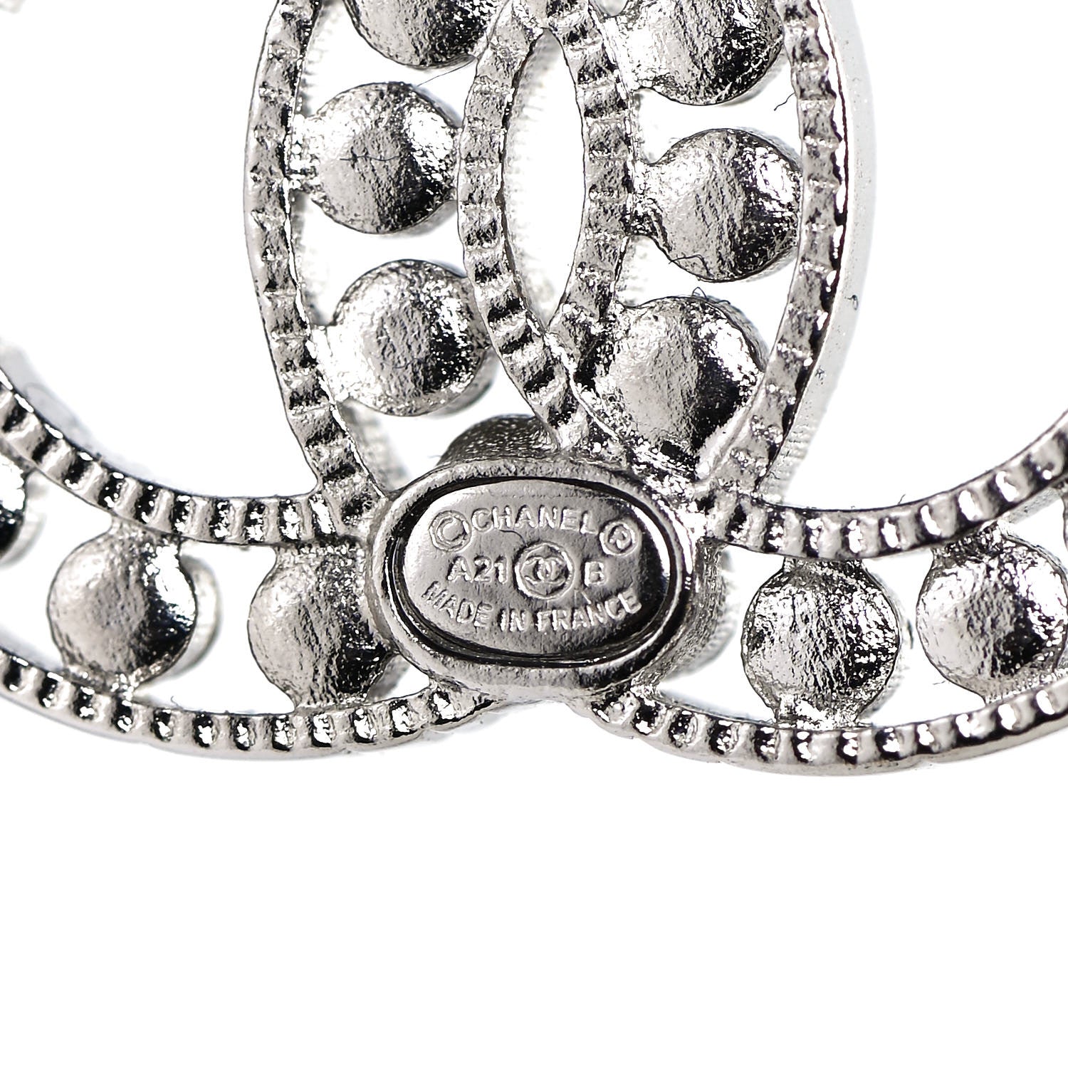 Chanel Crystal CC Chain Earrings Silver 4 of 4