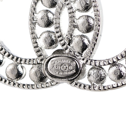 Chanel Crystal CC Chain Earrings Silver 4 of 4