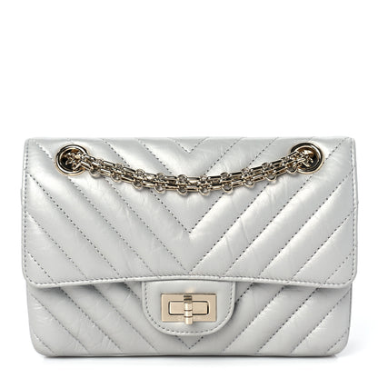 Chanel Metallic Aged Calfskin Chevron Quilted 2.55 Reissue Mini Flap Silver 1 of 9