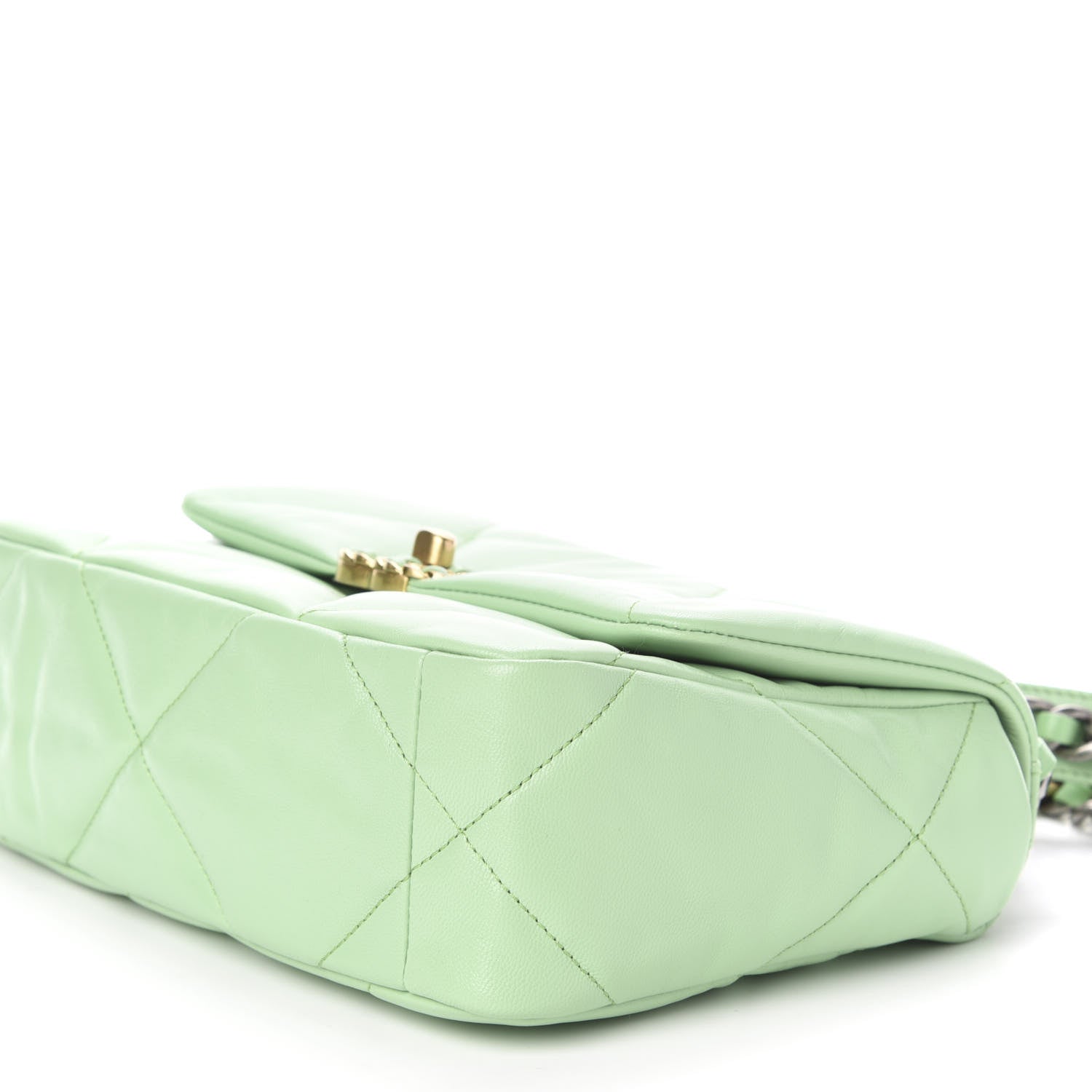 Chanel Goatskin Quilted Medium 19 Flap Light Green 10 of 12