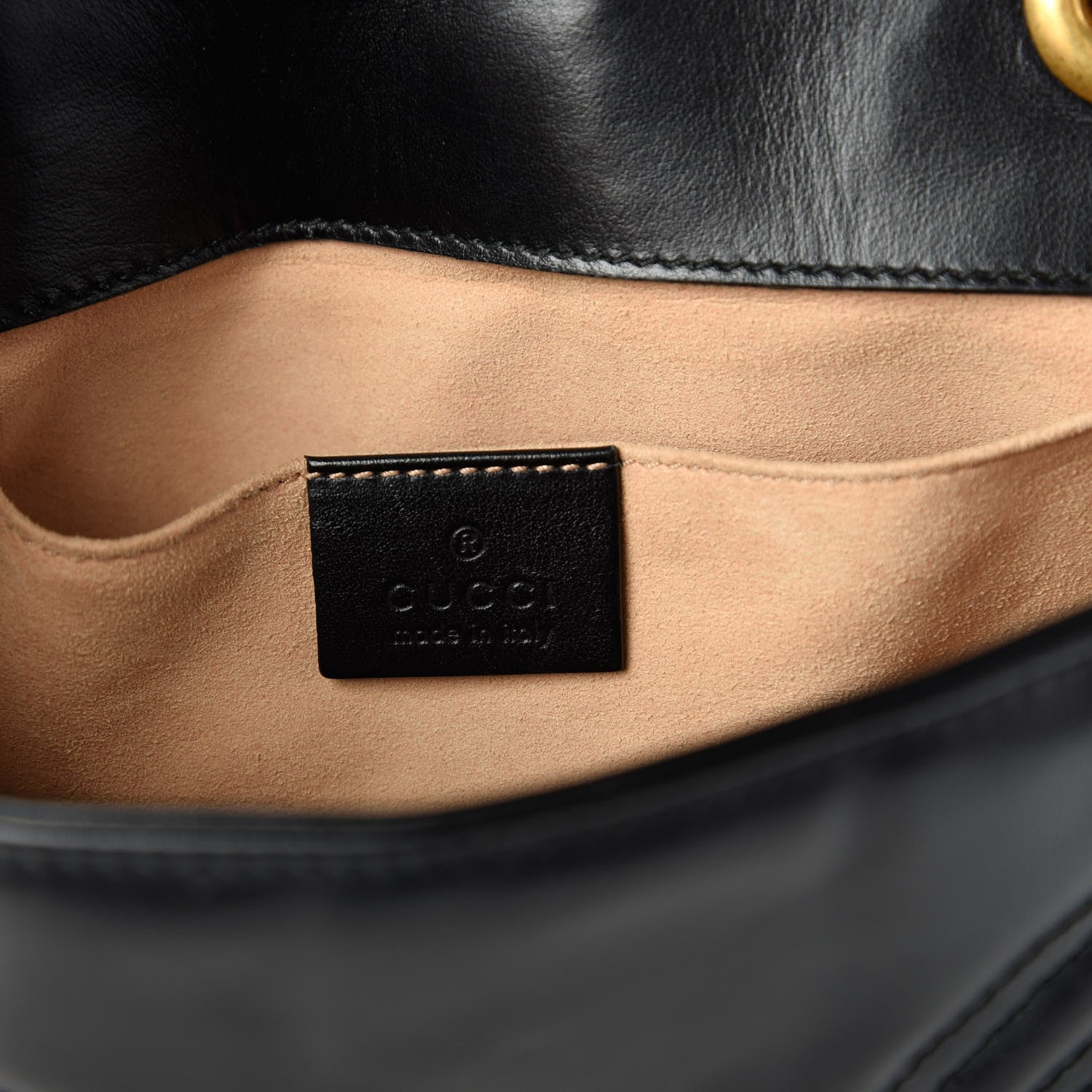 Gucci Calfskin Matelasse Mini GG Marmont Shoulder Bag Black 8 of 11