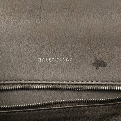 Balenciaga Calfskin Snake Effect Small Hourglass Top Handle Bag Black White 6 of 13