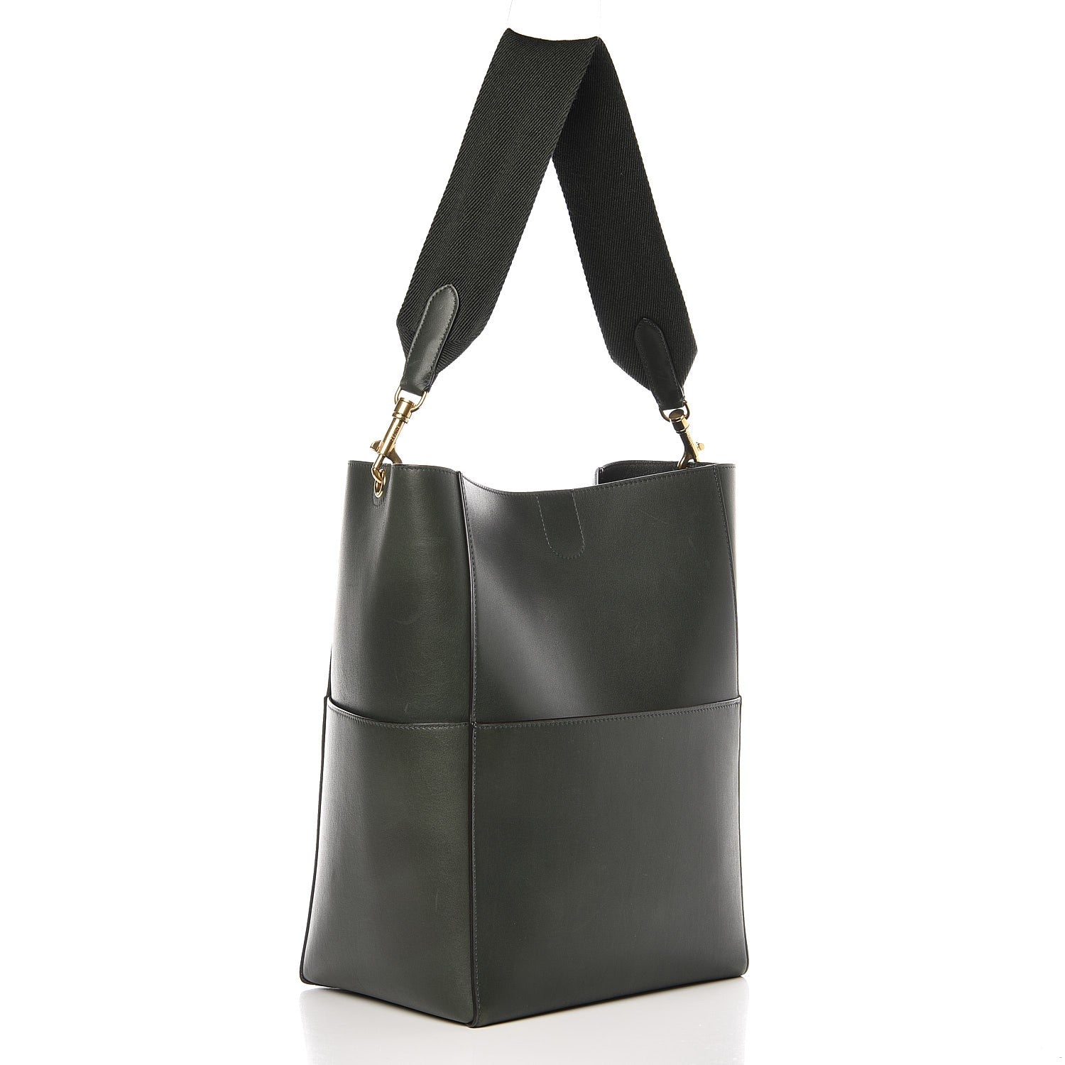 Celine Calfskin Sangle Bucket Bag Bottle Green 4 of 8
