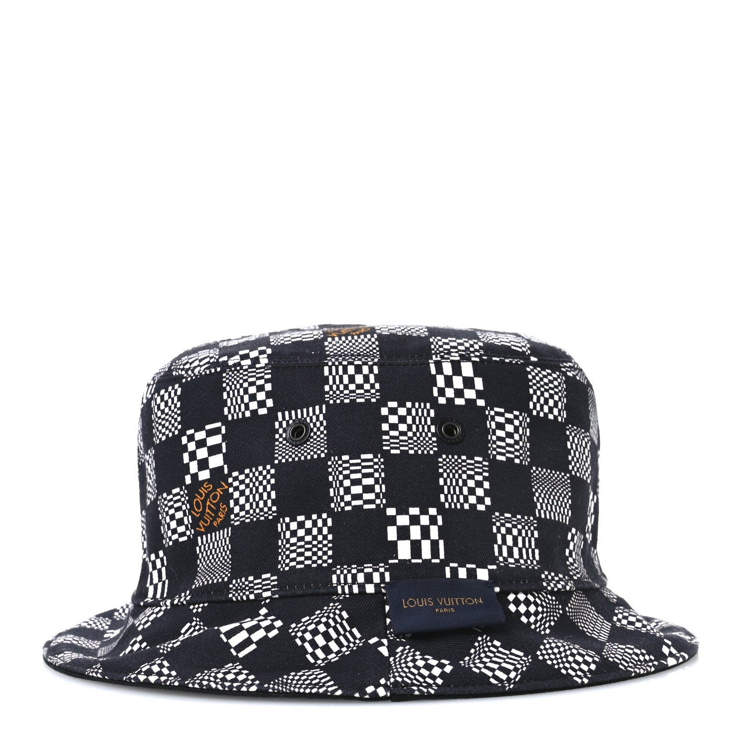 Louis Vuitton Cotton Damier Distorted Reversible Bucket Hat Black 9 of 15