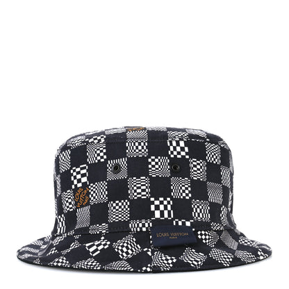 Louis Vuitton Cotton Damier Distorted Reversible Bucket Hat Black 9 of 15