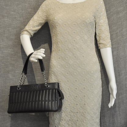 Chanel Vertical Quilted Leather Lax East West Shoulder Bag Black 3 of 10