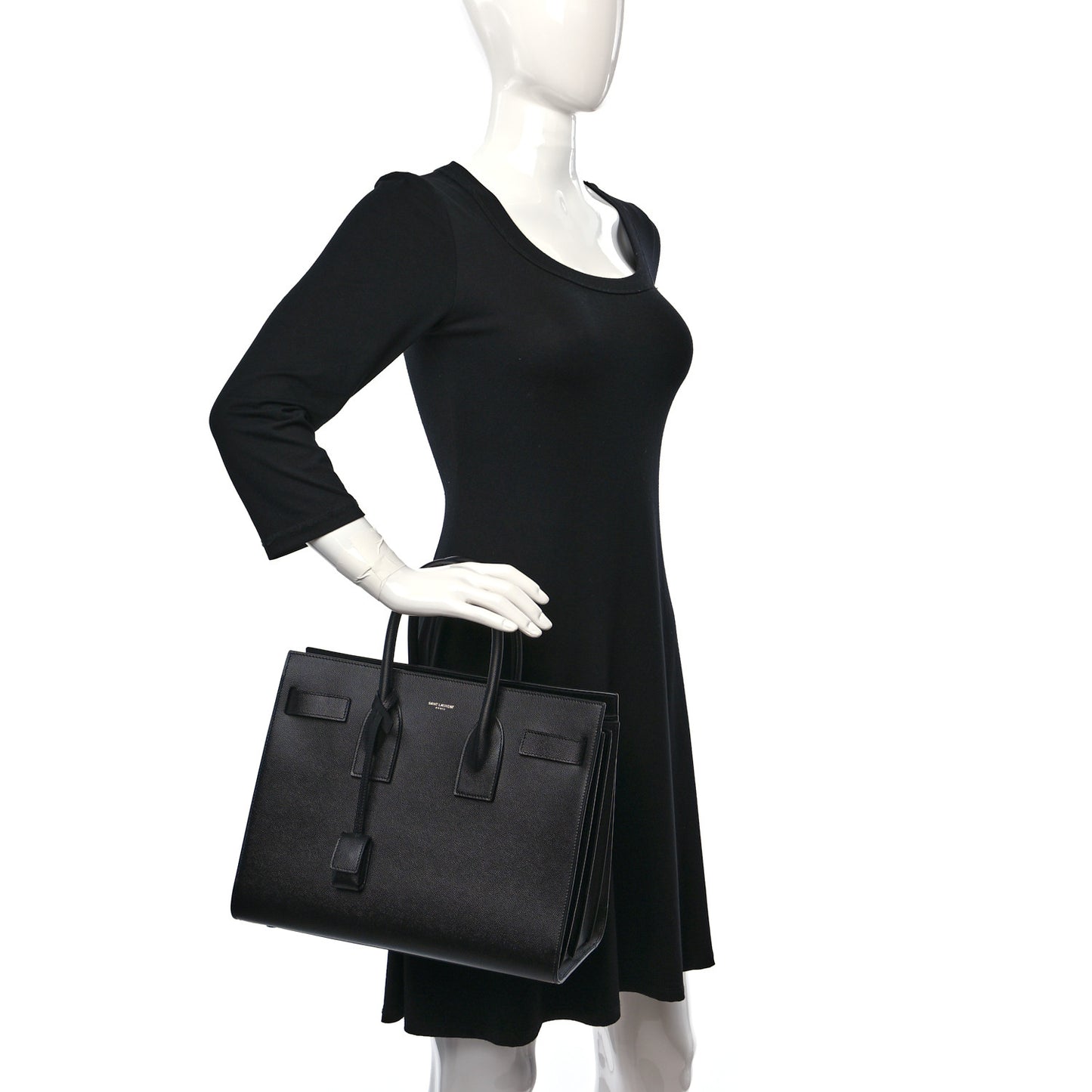 Grained Calfskin Small Sac De Jour Black
