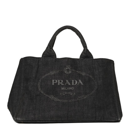 Prada Denim Logo Tote Black 1 of 10