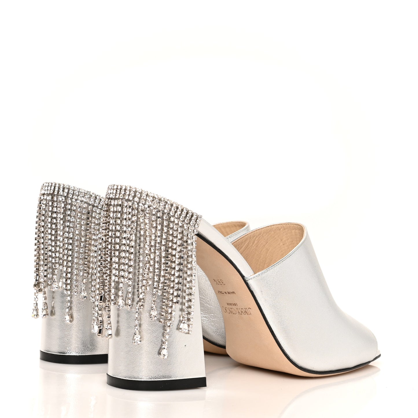 Metallic Nappa Baia 100 Mules 39.5 Silver