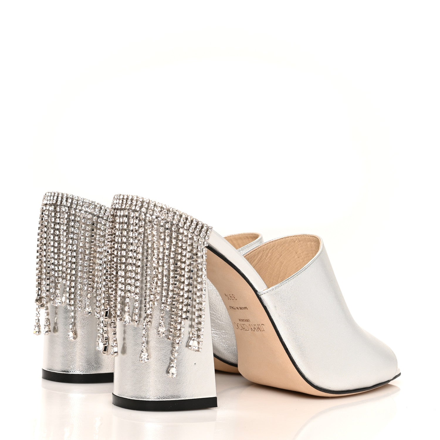 Jimmy Choo Metallic Nappa Baia 100 Mules 39.5 Silver 4 of 8