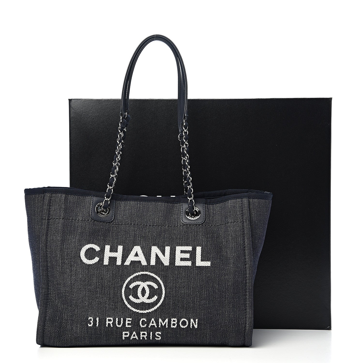 Chanel Denim Small Deauville Tote Dark Blue 11 of 11
