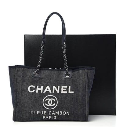 Chanel Denim Small Deauville Tote Dark Blue 11 of 11