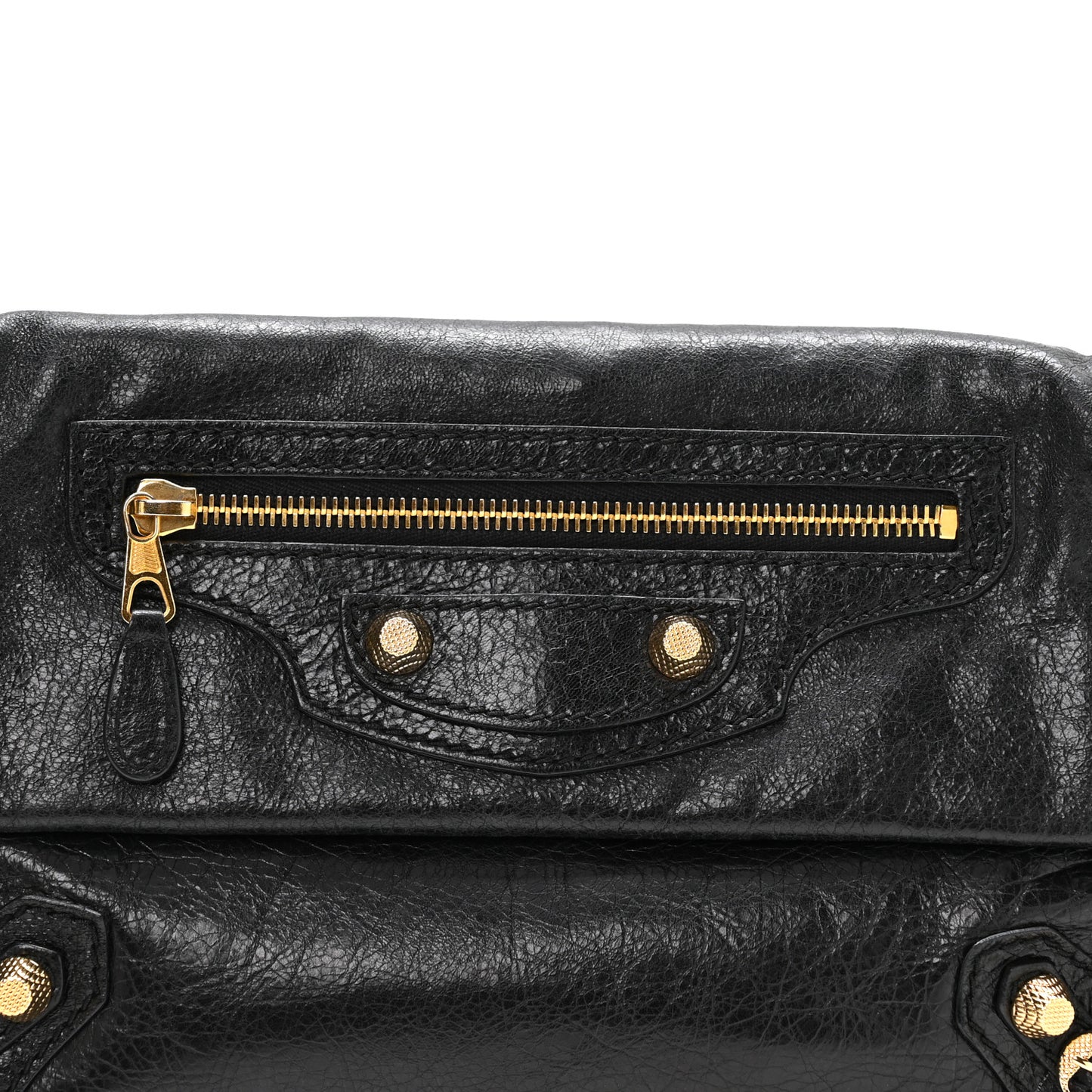 Agneau Giant 12 Gold Hardware Envelope Strap Clutch Black