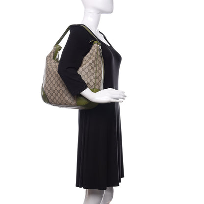 Gucci GG Supreme Monogram Margaux Calfskin Medium Nice Hobo Beige Ebony Green 2 of 10