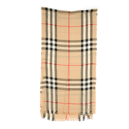 Burberry Merino Wool Cashmere Giant Check Crinkle Scarf Camel 5 of 10