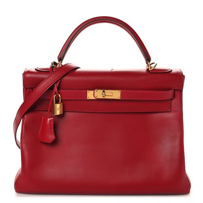 Hermes Tadelakt Kelly Retourne 32 Rouge Vif 1 of 14