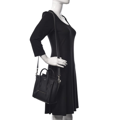 Celine Drummed Calfskin Nano Luggage Black 2 of 8
