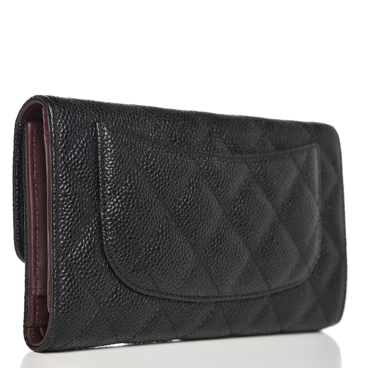 Caviar Quilted Large Flap Wallet Black