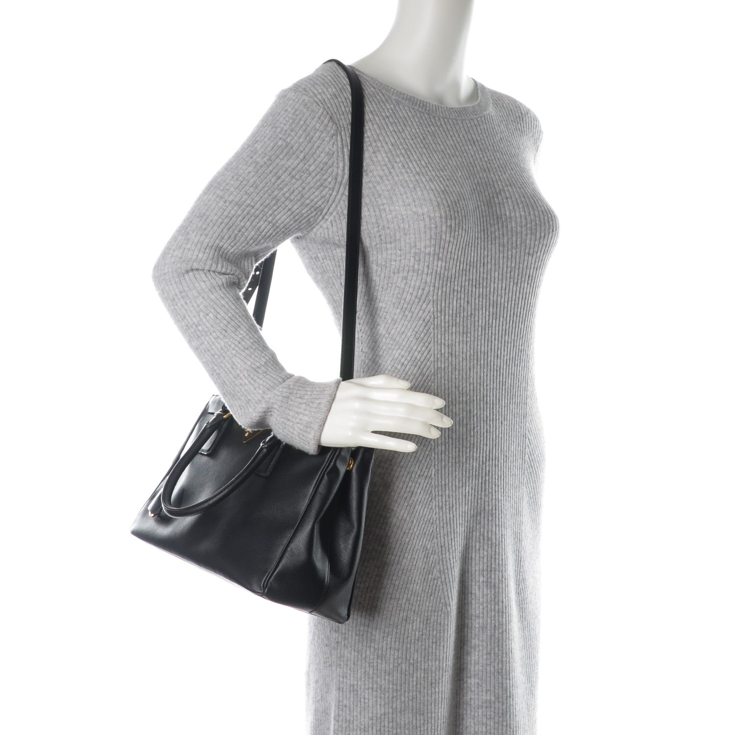 Prada Saffiano Small Galleria Double Zip Tote Black 2 of 8