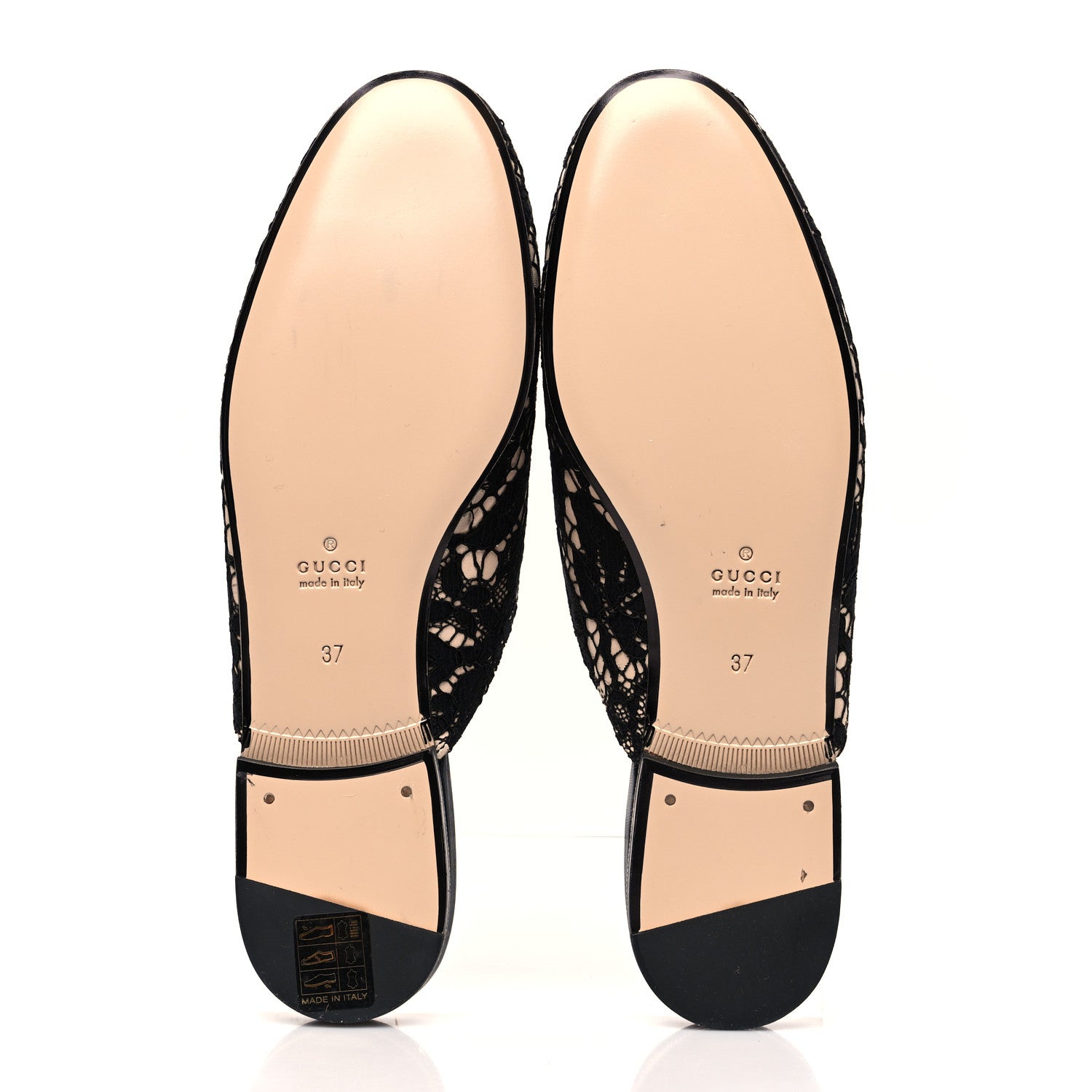 Gucci Lace Malaga Kid Womens Princetown Slippers 37 Black Skin Rose 5 of 9