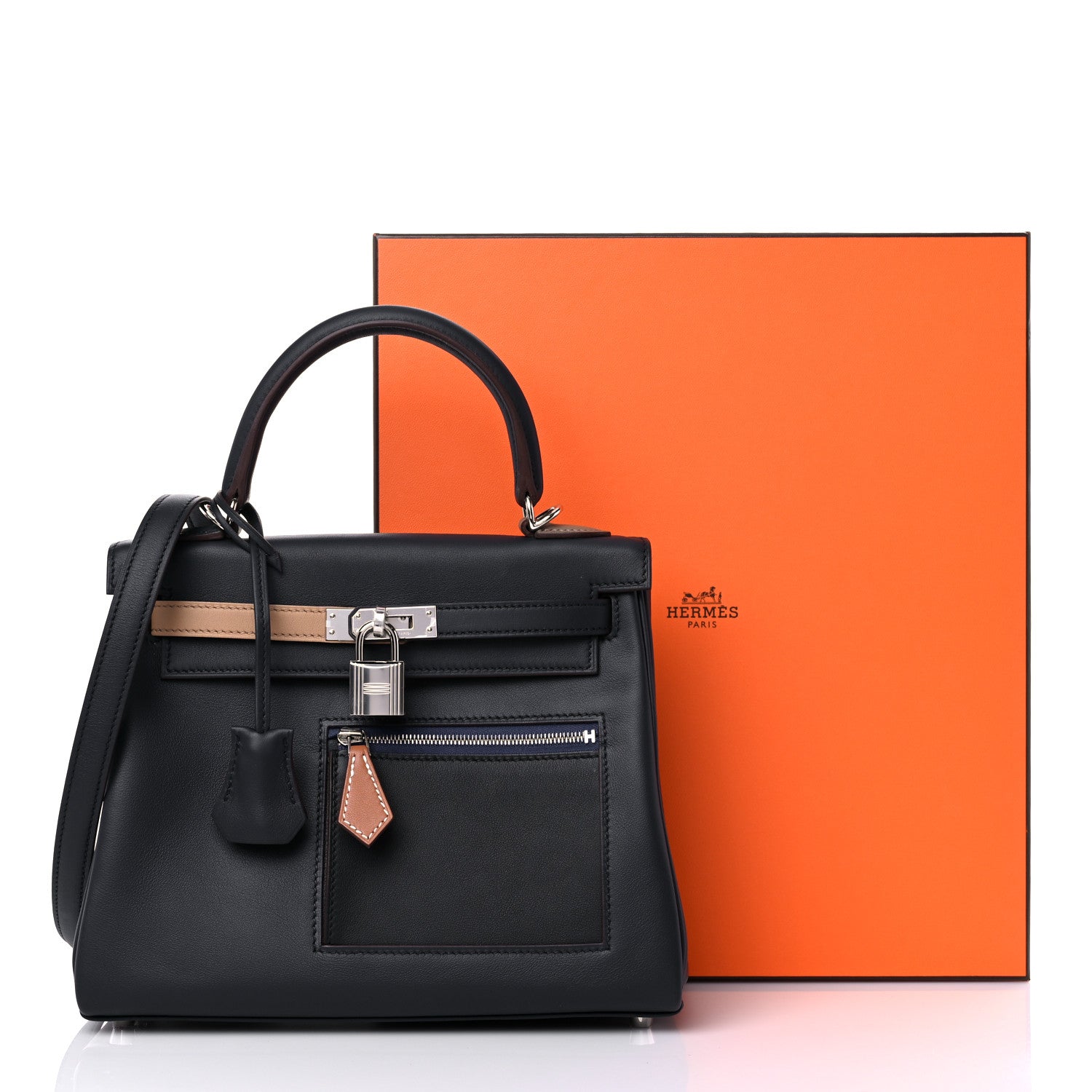 Hermes Swift Colormatic Kelly Retourne 25 Caban Black Chai Gold Etoupe 9 of 9